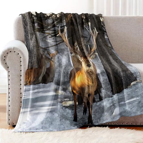 YISUMEI Decke 150x200cm Flauschige Kuscheldecke Weich Flanell Fleecedecke Wald schne Elch