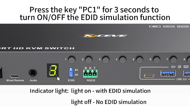 Image of 10 Port 8 Port KVM Switch HDMI 4K@60Hz EDID Simulation, USB 3.0 HDMI KVM Switch for 10 Computers Share 1 Monitor and 4 USB Devices, KVM Switches with Audio RS232 Wired Remote 12V Power and USB Cable