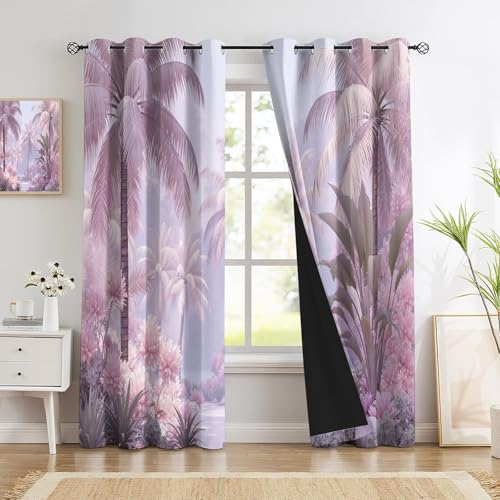 Rideau Plante Rose occultant imprimé 3D paysage de forêt tropicale isolant 140x225 - 5