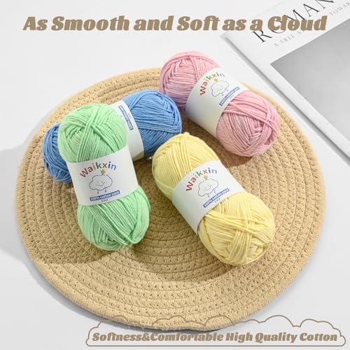 Image of Cotton Yarn for Crocheting - 524.9yds / 7.05oz Baby Yarn for Crocheting Soft - 100% Milk Cotton Yarn 5 Ply Crochet Amigurumi Yarn for Crafts&Puzzle /Socks /Hats(4 Brown)