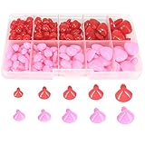 BESTCYC 130pcs 8/9/10/15/16mm Pink and Red Plastic Safety Nose D-Shape Craft Nose with Washers for Doll Teddy Puppet Making