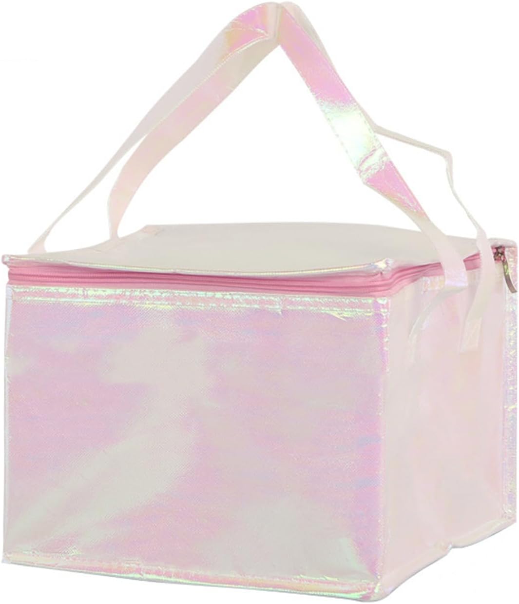 14.2×14.2×11.8" Reusable Insulated Zipper Aluminum Foil Tote Bag Suit for Picnic Cake FruitDrink Refrigeration (Laser Multicolor)