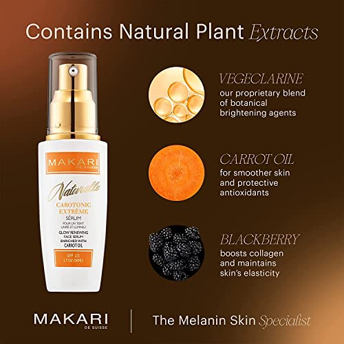 Makari Naturalle Carotonic Extreme Brightening Serum Spf15 (1.7 Oz) | Helps Heal Blemishes, Scars, And Imperfections | Brightens, Smoothens, & Gives Antioxidant Protection | For Oily & Acne-Prone Skin #TOP3