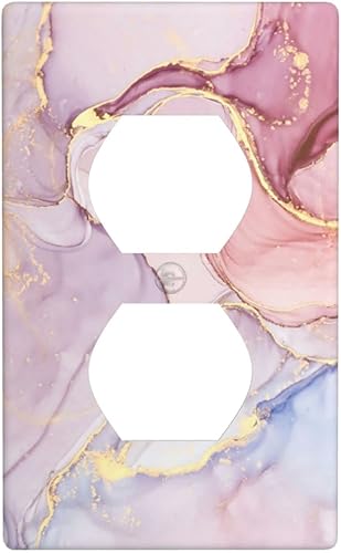 Aneyhoz Cubierta de salida dúplex de mármol, placa de pared decorativa para niñas, placa frontal rosa 4.5 in x 2.76 in BV668