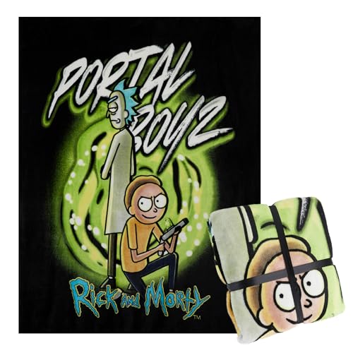 Mantas para Cama de Rick y Morty - Manta Sofa Grande 150 x 130 cm, Manta Rick y Morty, Manta Polar Suave, Regalos Navidad (Negro/Verde)