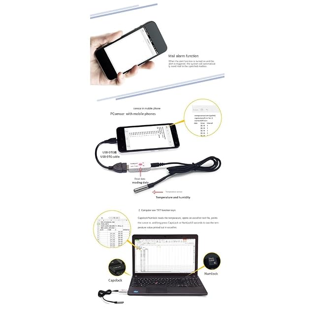 Foto 6 de 7 de Pesfehhy Termómetro USB Sensor de Temperatura para Computadora Sonda de Temperatura Monitor Remoto…