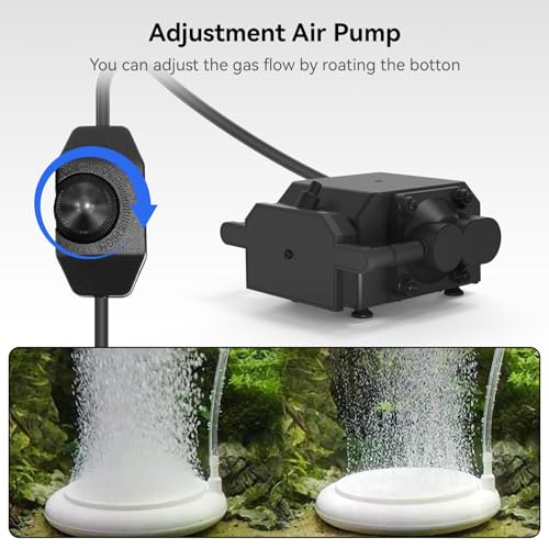 Image of Aquarium Air Pump,Large Hydroponic Air Pump with 5 Check-Value and Air Stone, Aquarium Bubbler Air Pump for Fish Tank Aquariums Hydroponic Systems Pond Aeration 30L /min（475 GPH）