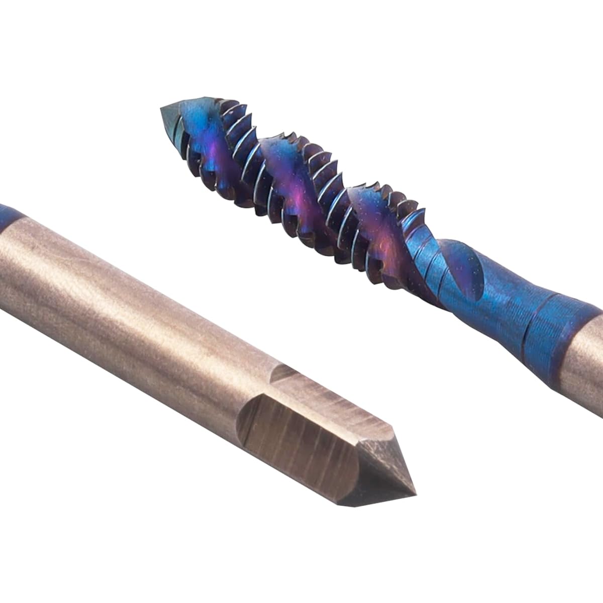 Wolfride 6Pcs Spiral Flute Tap Set, HSS Machine Screw Taps SAE Thread Tapping Tool Blue Coated Spiral Taps Drill Bits 6-32NC 8-32NC 10-24NC 10-32NC 12-24NC 1/4-20NC