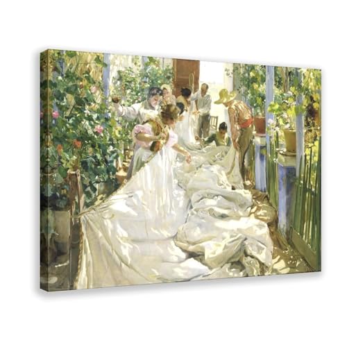 Impression sur toile Sorolla Mending The Sail déco murale bureau zen