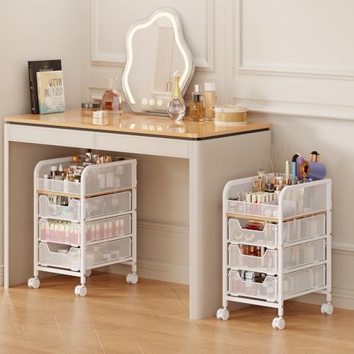Rolling Makeup Cart Organizer with 3 Drawers, 4-Tier...