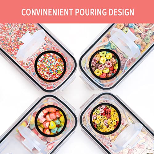 Praki Large Dry Food Storage Containers With Lids, 6Pcs Airtight Cereal Containers Storage Set, Leak-Proof Canister Set For Kitchen Pantry Organization With 20 Labels & Marker (4L Black) #TOP3
