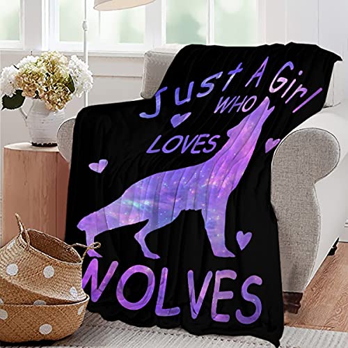 Wolf Blanket Gifts For Girls Women-40X50 Inches Super Soft Lightweight Flannel Throws Blankets Wolves Gift For Wolves Lover-Just Girl Who Loves Wolves Blanket Room Decor For Bed Sofa #TOP4