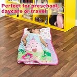 EVERYDAY KIDS Toddler Nap Mat with Removable Pillow -Princess Storyland- Carry Handle with Fastening Straps Closure, Rollup Design, Soft Microfiber for Preschool, Daycare, Sleeping Bag -Ages 2-6 years - Image 3