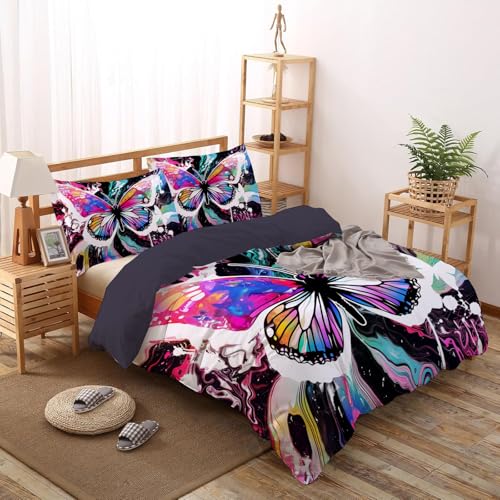 Linge de lit microfibre ultra doux 240x260cm au motif papillon - 8