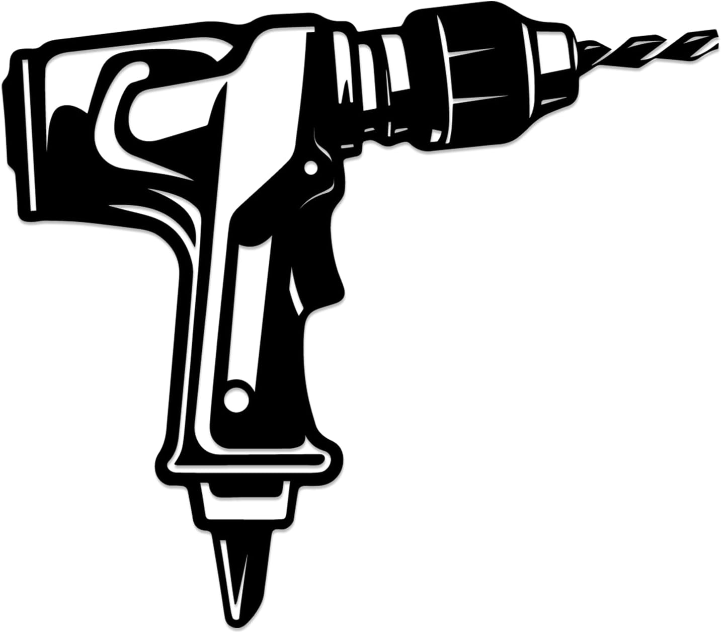 Power Drill Tool Metal Wall Art Metal Signs Metal Outdoor Decor WallArt Decor Modern Minimalist Aesthetic Artwork Trendy Funky Home Decoration for Office (Black,12 Inches)