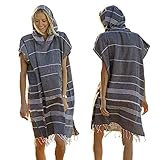 Lost & Leisure Surf Poncho - Makes Towel Changing a Breeze - Turkish Towel Poncho - Women's Wetsuit Changing Poncho - Adult Hooded Beach Towel (Small, Black Sand)
