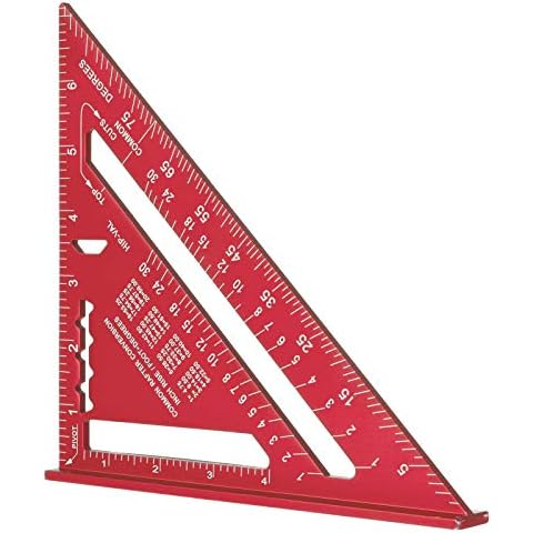 7 Inch Triangle Ruler, Red Triangle Ruler, High Precision Aluminum Alloy Triangle Ruler,Layout Measuring Tool for Engineer Carpenter (Imperial) Cover