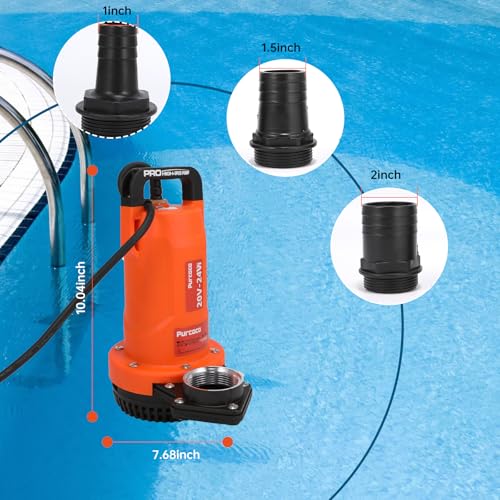 Image of 21V Battery Powered Sump Pump 1 /2 HP with 1 /1.5 /2 Inch Adapters, Automatic Submersible Water Pump Portable Sump Pump for Basement, Pool, Flood, Crawl Space, Emergency Drainage