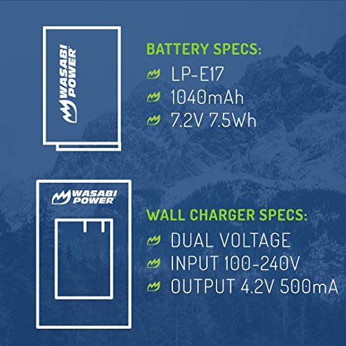 Wasabi Power Battery (2-Pack) And Charger For Canon Lp-E17 And Canon Eos Rp, Eos M6 Mark Ii, M6, M5, M3, Eos Rebel T8I, T7I, T6I, T6S, Eos Rebel Sl3, Sl2, Eos 77D #TOP2
