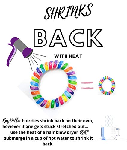 Raybella Spiral Hair Ties - 12Pcs Bpa-Free, Comfortable, Coil Hair Ties, Hair Ties For Thick Hair, Phone Cord Hair Ties, Hair Coils (Colorful) #TOP3