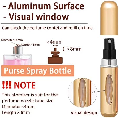 4 PCS 5ml Perfume Atomiser Refillable Bottles Portable Mini Underfill Empty Travel Bottle Easy to Fill Aftershave Pump Multicolor