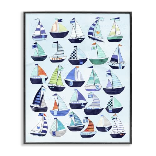 Stupell Industries Nautical Vibrant Sailboats Types Chart Illustration, Design by Erica Billups