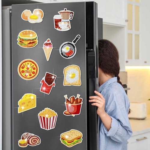 Kit de 30 Imanes Decorativos de Arte Diamante Temática Comida miniatura 2