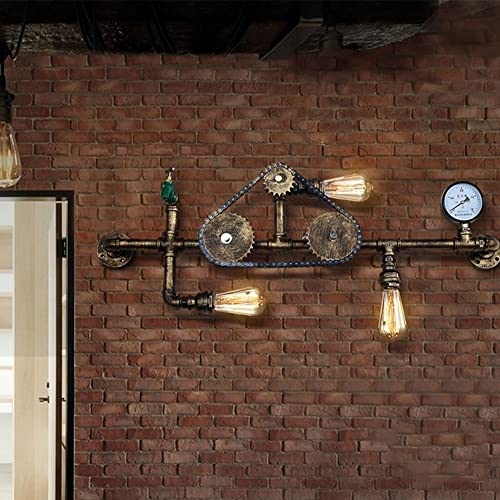 MOCIGERN LOFT Industrial Wall Mounted Lights Steampunk Wall Illumination Gear Water Pipes Wall Lighting Fixture for Restaurants Headboard Bedroom Porch steampunk buy now online MOCIGERN LOFT Industrial Wall Mounted Lights Steampunk Wall Illumination Gear Water Pipes Wall Lighting Fixture for Restaurants Headboard Bedroom Porch steampunk buy now online