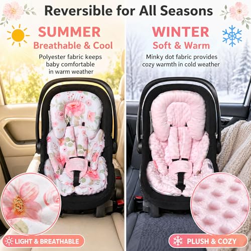 Image of Infant Support Cushions, Insert for Car Seats, Stroller Cushions, Pink