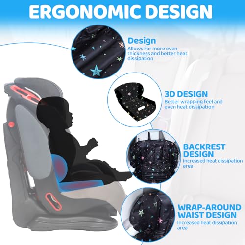 Image of Orzbow Car Seat Cooling Pad for Babies, Toddlers, and Kids | Carseat Cooler Pad with Waterproof Seat Liner | Comfortable and Durable Cooling Cushion for Strollers, Baby Summer Essentials, Black