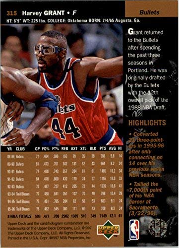 Amazon.com: 1996-97 Upper Deck #315 Harvey Grant NBA Basketball