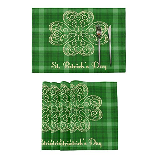 Set de table Saint Patrick's Day1 - Set de table pour cuisine, salle à manger, table double face - Pour les vacances, mariage, décoration de la maison, Polyester, multicolore, 12 * 18inx1 Cover