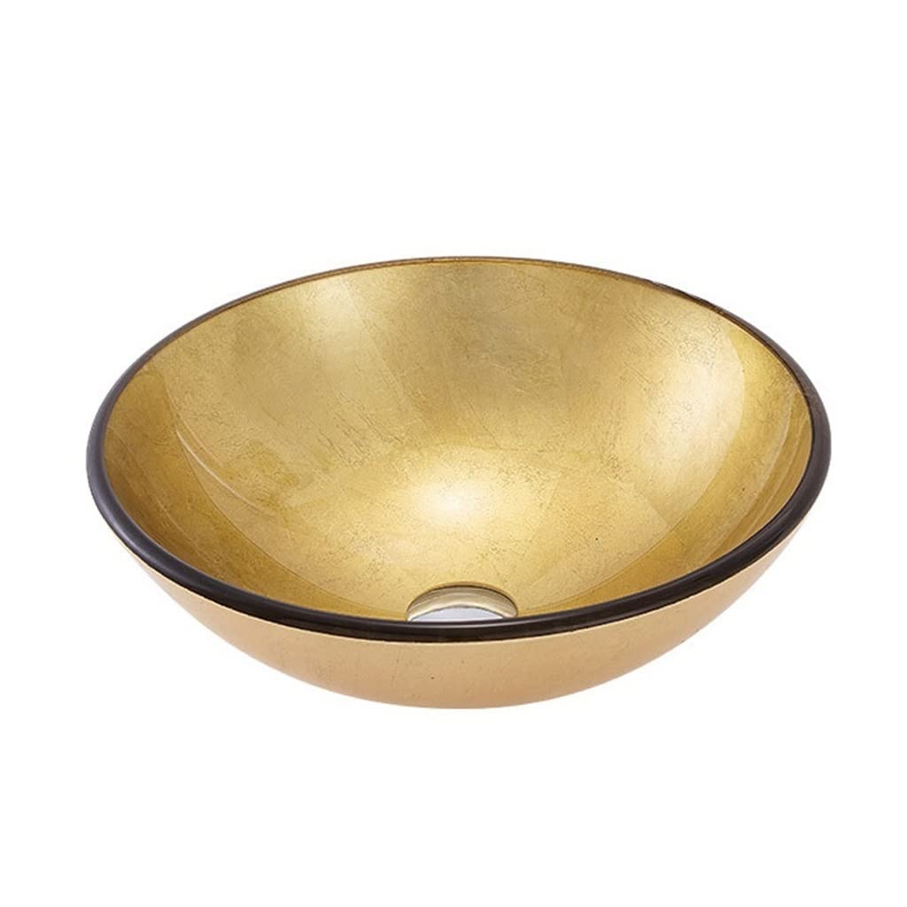 WOTZOV Bathroom Sink Bathroom Tempered Glass Countertop Sink Bathroom Vessel Sink Simple Round Vessel Sink Counter Basin,Sink Only-One Size,Sink Only One Size