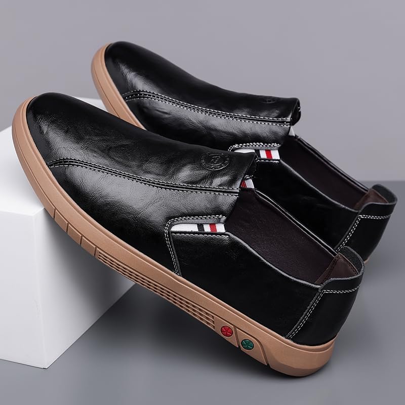 Men's Leather Slip On Casual Loafers Comfort Non Slip Soft Sole Walking Driving Work Office Boat Shoes3