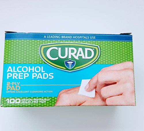 Curad Alcohol Swabs Antiseptic Prep Wipes 300 Count Sterile Medium Pads Individually Sealed – Pre-injection Skin Prepping. – Contains 70% Isopropyl Alcohol. 3 x 100 Count Total: 300 Pads Included