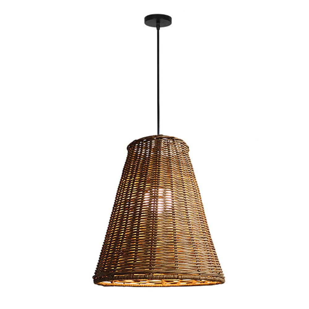 Lampe À Suspension Pour Chambre et Îlot De Cuisine Abat-jour Rotin Vintage E27