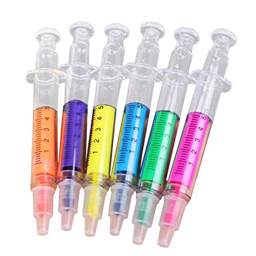 Fablcrew Lot de 6 stylos à bille originaux en forme de seringue pour déguisement d'Halloween