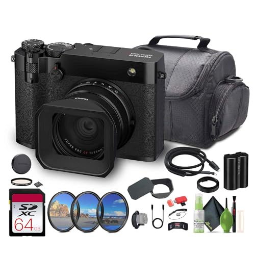 FUJIFILM GFX100RF 102MP Large Format Mirrorless Digital Camera Powerful Compact Rangefinder Style 4K/30p Video AI Autofocus 35mm F4 Lens Built-in ND Filter 20 Film Simulation Bundle (Black)