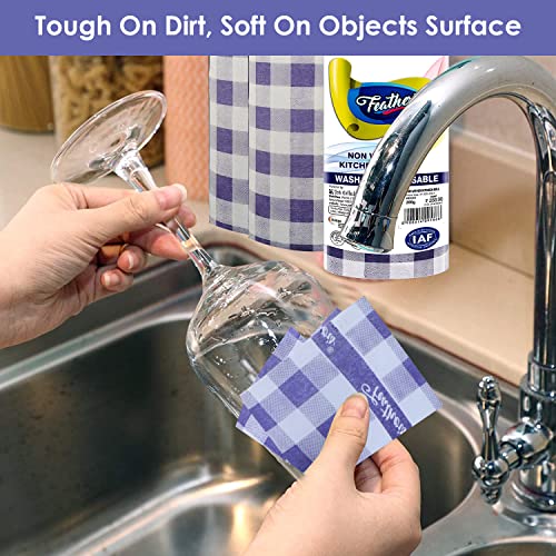 Image of Feather's Smartchoice Reusable Kitchen Towel Roll | 80 sheets per roll | Washable Non Woven Tissue, Clean wet surface, dishes, appliance, etc | Wash, Re-use and Repeat (Pack of 2)