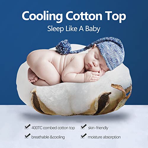 Coonp Queen Mattress Topper, Extra Thick Pillowtop, Cooling Mattress Topper, Plush Mattress Pad Cover 400Tc Cotton Top Protector With 8-21 Inch Deep Pocket 3D Snow Down Alternative Fill #TOP2