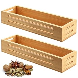 2 Pcs Wooden Spice Rack Wall Mounted Spice Racks for Kitchen Countertop Cupboard Shelf Organizer Wall Pantry Herbs Spices Organizers and Storage Shelf Organisers(12.2 x 3.3 x 2 inch)