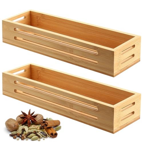 2 Pcs Porte Epices Cuisine Murale, Étagère à Épices de Cuisine en Bois, Porte-épices Étagère Cuisines, Etagere Murale Rangement pour Placard Canettes,...
