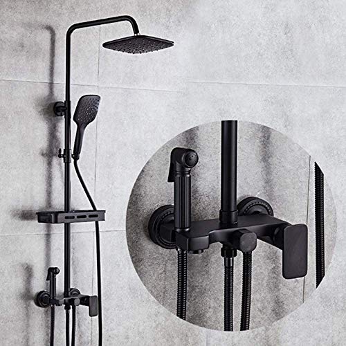 Ensemble de douche complet avec étagère et pommeau effet pluie pour salle de bain