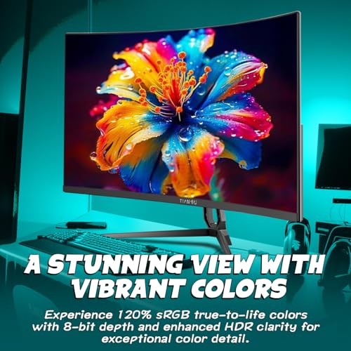Image of 27 inch FHD 200Hz Curved Gaming Monitor,1ms FreeSync Premium,120%sRGB,HDR400 | HDMI 2.0 DP 1.4 Stereo Speakers Low Blue Light Mode VESA USB 2.0 for Xbox PS5 Switch
