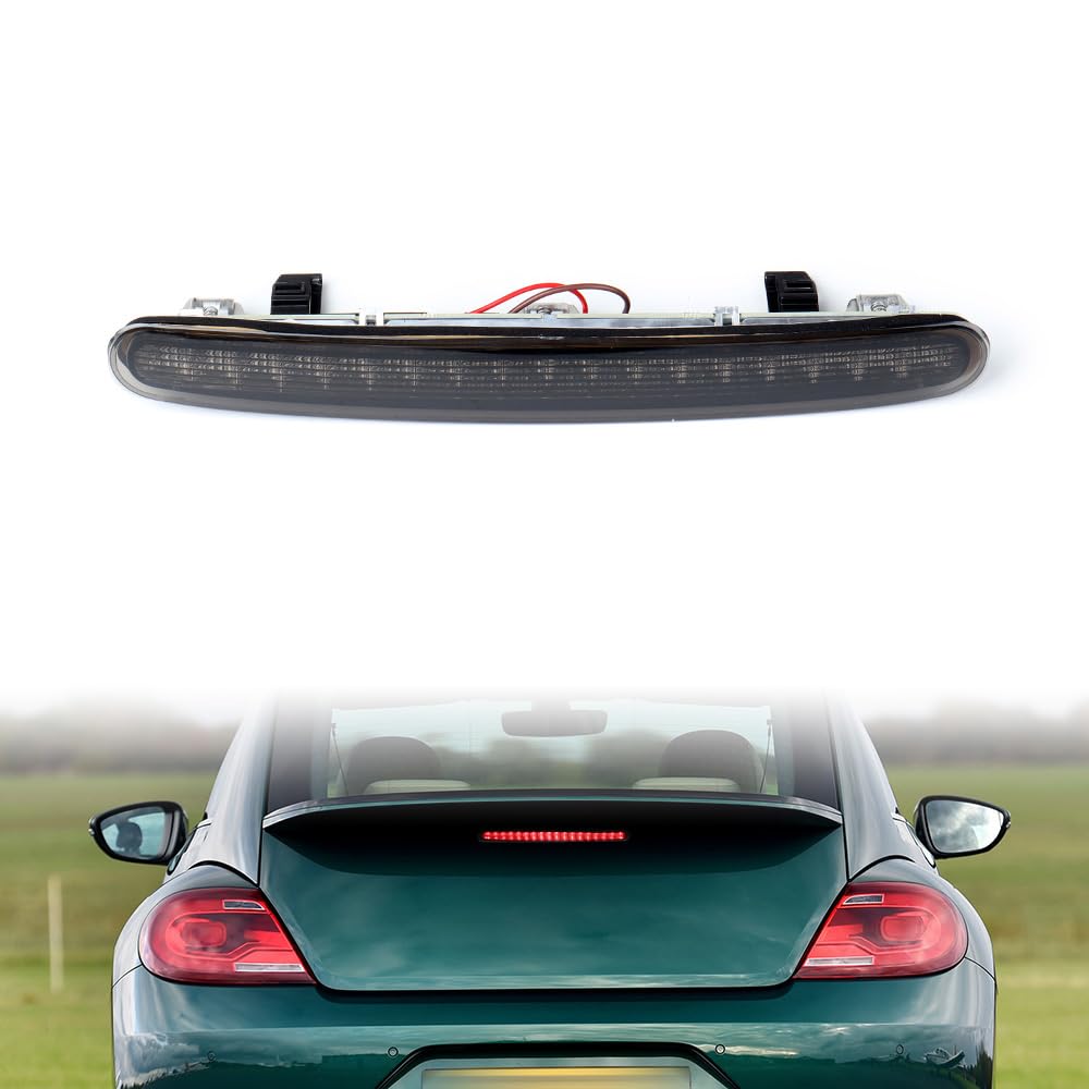 Anzios Compatible with 2012-2019 VW Beetle Hatchback Convertible 2-Door Smoke Lens Red Lens LED Third 3rd Brake Stop Lamp 20W, OE: 5C5945097B