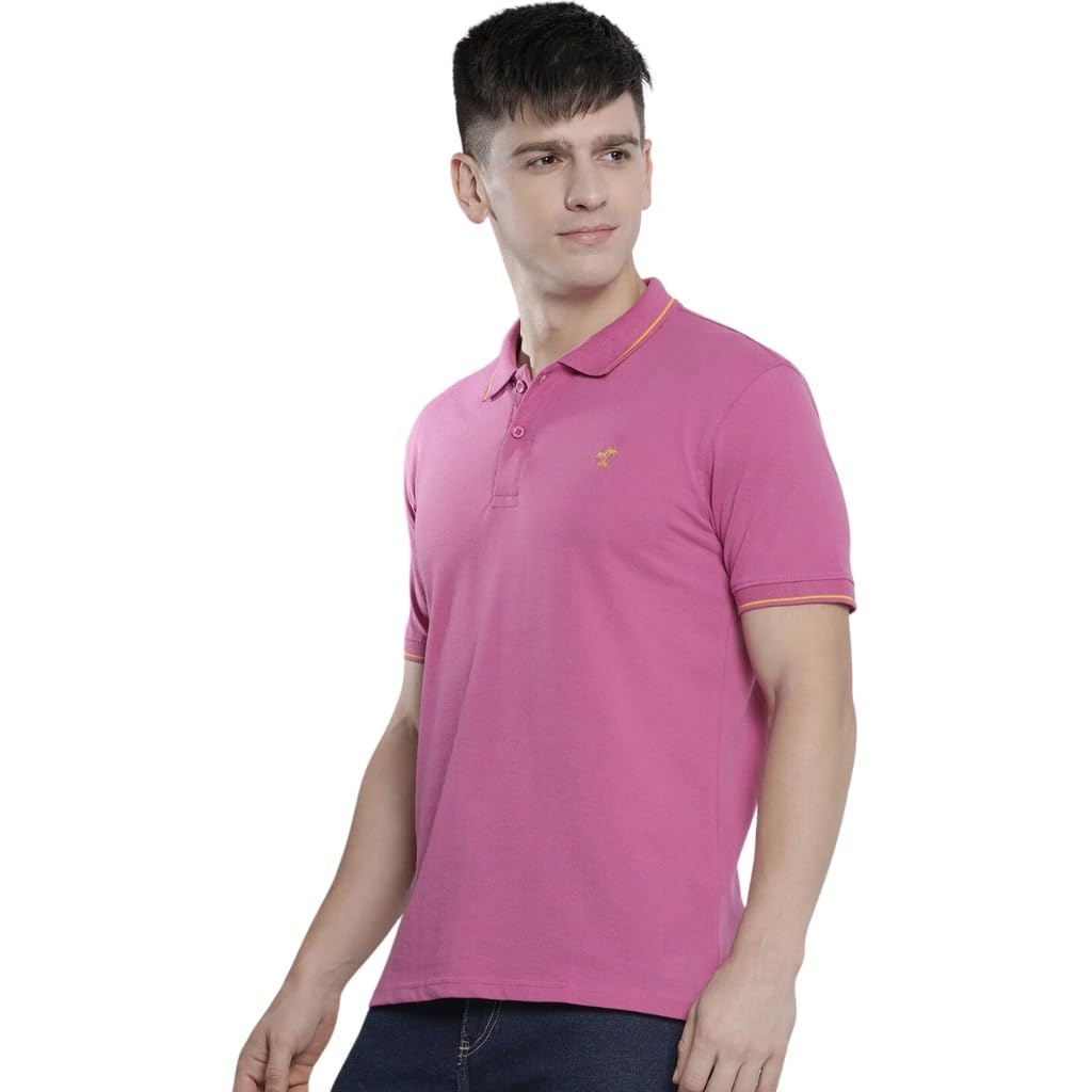 The Indian Garage Co Men Slim Fit Solid Polo Neck Half Sleeves Tshirt-image-10