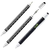 Jiulyning 6 in 1 Tech Tool Pen with Ruler, Levelgauge, Ballpoint Pen, Stylus and 2 Screw Driver, Multifunction Tool Fit for Mens Gift (Black)