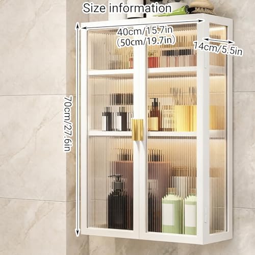 Wall-Mounted Corner Cabinet with Doors - Space-Saving Acrylic & Steel Bathroom & Kitchen Storage Solution, Stylish Organizer for Small Spaces