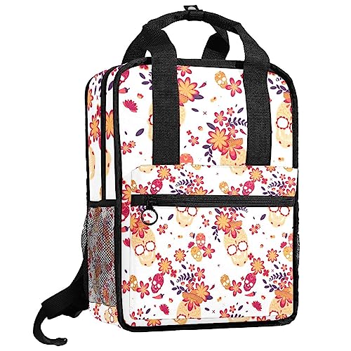 Sac à dos tête de mort pour garçons et filles | Cartable scolaire multicolore 35cm