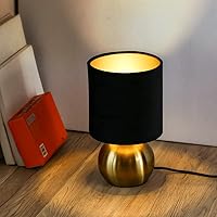 Vista 7 de KUNJOULAM Small Bedside Lamp, Mid Century Lamp with Brass Base, Nightstand Table Lamp for Bedroom, Living Room, Bookshelf, Modern Accent Mini Table